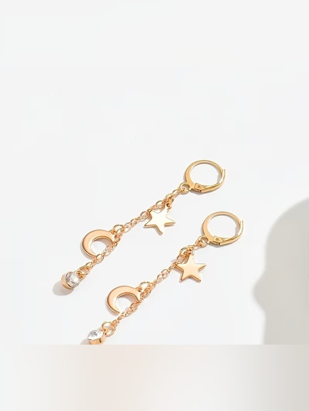 $8 Each Or Bundle 5/$20 Gold Star & Moon Drop Hoop Earrings